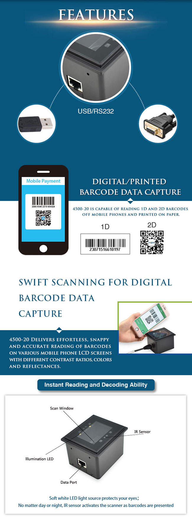 Good Phone Screen Reading Performance QR Code Payment for Unmanned