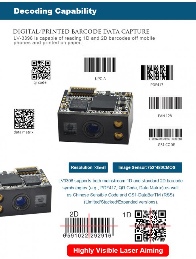 High Resolution 2D QR Arduino Barcode Scanner Module Cross Hair Laser ...