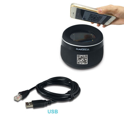 Black Desktop Barcode Scanner Connect to POS Realizing QR Code Payment